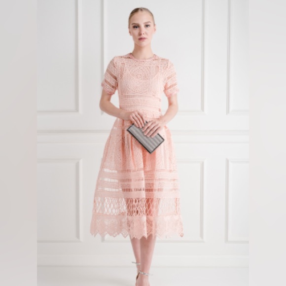 ALEXIS ALANNA MACRAMÉ LACE MIDI DRESS SZ M - Picture 3 of 10